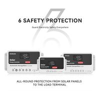 Contrôleur de charge solaire PWM 10A-60A avec écran LCD, régulateur de batterie, 2 ports USB, 12V/24V/48V, contrôleur d'éclairage 1500W max PV CE
