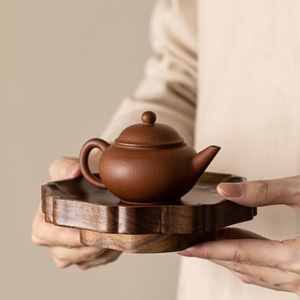 Bandeja de madera de nogal para tetera, tapete para tetera, base de arcilla púrpura termoaislante para tetera, soporte para preparación en seco, juego de té Kung Fu - Product Image 4