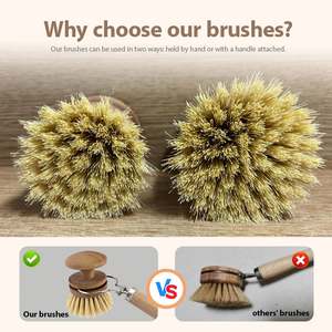 Cepillo para lavar ollas con logotipo personalizado, madera de haya y cerdas de sisal, cepillo para limpiar platos, cepillo para platos de cocina - Product Image 6