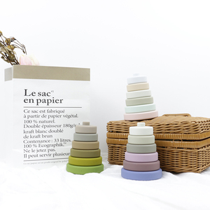 PISSEN थोक पर्यावरण के अनुकूल सीई सिलिकॉन इंद्रधनुष स्टेकर खिलौने बच्चे ढेर खिलौने सिलिकॉन इमारत ब्लॉकों स्टेकर बच्चों के खिलौने - Product Image 1