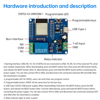 ESP32-C6 panas Wifi BT 1 saluran modul Relay ESP32-C6 papan pengembangan DC5-60V tipe-c 5V catu daya