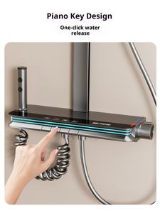 浴室トイレLEDシャワー蛇口付きガングレーデジタル多機能パネルキャビン - Product Image 4