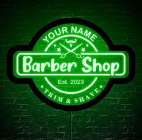 Enseigne néon LED personnalisée à intensité variable pour barbier, avec télécommande, décoration pour salon de coiffure, lumières néon LED