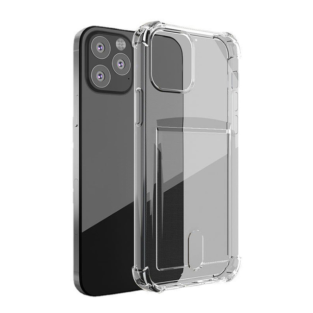 Clear Smartphone Cover TPU with Card Slot Transparent Phonecase for iPhone 12 13 Bulk Protector Clear Phone Case