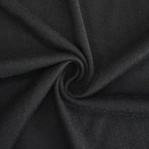 Tela de Punto Acanalado 1x1 <span class=keywords><strong>Negra</strong></span> Elástica de Poliéster y Spandex, Transpirable, Lisa, para Camisetas, Vestidos, Venta al por Mayor de Fábrica - Product Image 1