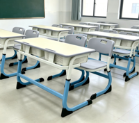Ensemble de mobilier scolaire durable en MDF, table et chaise double pour étudiants, idéal pour les salles de classe du lycée, design moderne