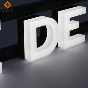 Faccia in acrilico brillante Frontlit 3d lettere di canale in acciaio inossidabile vetrina Logo del marchio segno