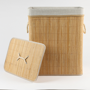 <span class=keywords><strong>MU</strong></span> Lieferungen hochwertiger faltbarer Bambus-Wäsche-Chastenbehälter mit Griffen und abnehmbarem Deckel für Kleidung Spielzeug Organisator - Product Image 4