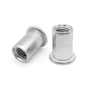 Écrou à riveter en aluminium à tête plate moletée - Product Image 1