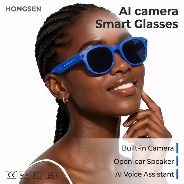 Camera Smart Glasses Single Camera IP67 Waterproof Magnetic Charging Cycling Gaming PC AR Warehouse Audio 1080P Metal Frame