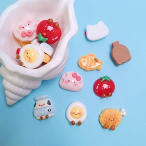 New Creative 100Pcs Mini Dessert Resin Charms Flatback Food Cabochon Beer Duck Chicken Cookies Milk Egg <strong>Craft</strong> for Jewelry Making - Product Image 5