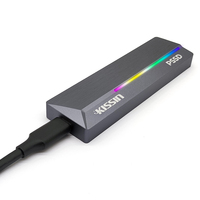 KISSIN Disque SSD externe portable M2 NVME de haute qualité 128 Go 256 Go 512 Go 1 To 2 To RGB pour ordinateur portable et ordinateur de bureau