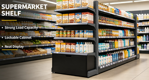 Estante de Supermercado Resistente de Una Sola Cara con Gabinete de Almacenamiento Inferior, Exhibidor para Tiendas Minoristas - Product Image 5