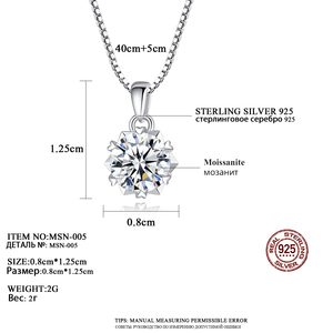 CZCITY Semplici Donne di Modo Dei Monili Solitaire Pendente Della <span class=keywords><strong>Collana</strong></span> di Un Carato Moissanite Del <span class=keywords><strong>Diamante</strong></span> Della <span class=keywords><strong>Collana</strong></span> Della Catena - Product Image 2