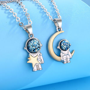 2 pz/paia moda coppia collana astronauta Bling stella luna amante regali di san valentino migliore amico collane - Product Image 3