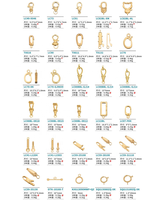 Fermoirs de bijouterie en or véritable 14K 18K, fermoirs à ressort, fermoirs à bascule, fermoirs en S, assortiment de fermoirs pour colliers, bracelets et projets DIY