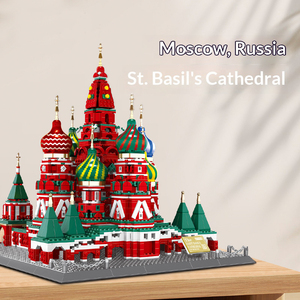 Moscou, Russie. Cathédrale de Basil - Ensemble de construction de petites pièces assemblées de haute précision, jouet en ABS, ornements architecturaux DIY - Product Image 3