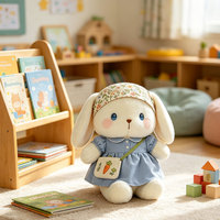 Peluche personnalisée en forme de lapin avec foulard floral amovible et robe, jouet doux et moelleux pour cadeau, souvenir, acheteurs en gros
