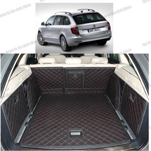 Revêtement de coffre de voiture en cuir, fait main, tapis de cargaison adapté à la Skoda Superb 2008 2009 2010 2011 2012 2013 2014 2015, accessoires 2 bottes arrière 1 paire - Product Image 2