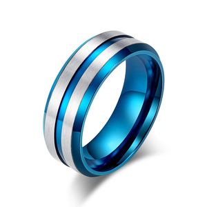 yunnique minimalist 8mm wide brushed matte double bevel <b>titanium</b> steel men's <b>ring</b>, a unique and versatile accessory - Product Image 5