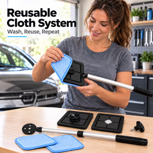 Reusable Microfiber <b>Car</b> Wash Cloth <b>Kit</b> Telescopic Cleaning Pad Reusable Drying Sponge for Vehicle Care - Product Image 1