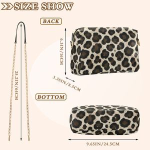 Bolso Bandolera de Cuero con Estampado de Leopardo Marrón Oscuro Vintage Personalizado con Cadena para Mujer, Mini Bolso de Hombro - Product Image 3