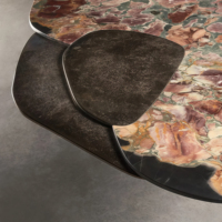 Table en marbre sur mesure, forme triangulaire, table basse irrégulière avec base en acier inoxydable pour la maison, l'hôtel, la villa, luxe