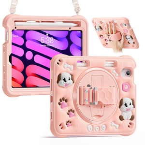Custodia per Tablet Robusta da 8,3 Pollici per Bambini, Compatibile con <span class=keywords><strong>Apple</strong></span> <span class=keywords><strong>iPad</strong></span> <span class=keywords><strong>Mini</strong></span> 6 e <span class=keywords><strong>Mini</strong></span> 7, in Silicone Antiurto con Supporto Girevole e Tracolla - Product Image 1