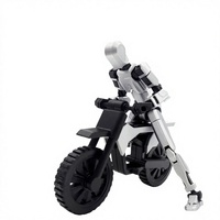 Ensemble de figurines de robots argentés imprimées en 3D, modèle de collection avec moto, coffret cadeau et présentoir