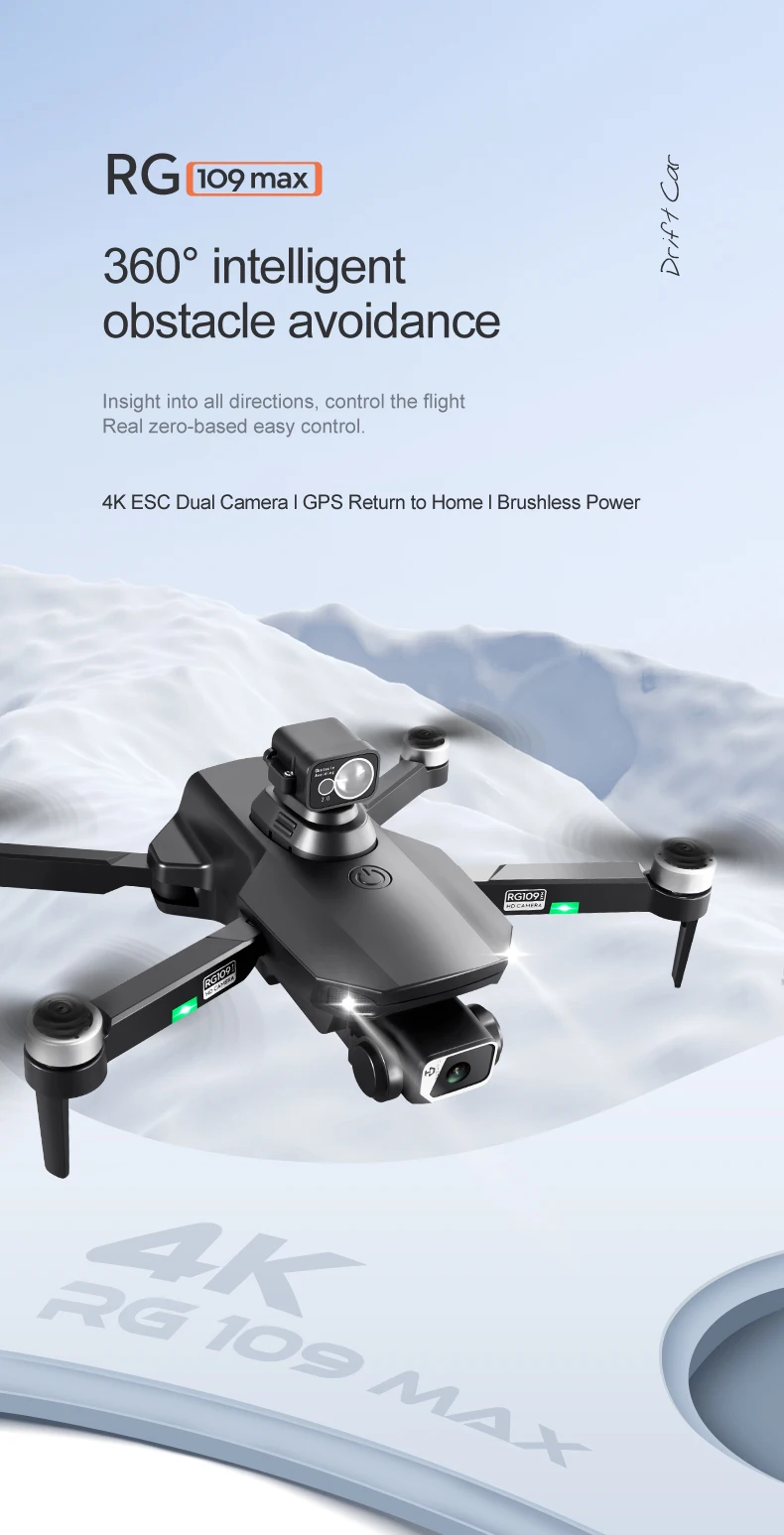 RG109 MAX - RC Drone, 4K ESC Dual Camera GPS Return to Home Brushless Power R6lo? 6