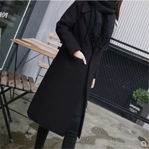 En stock femmes laine Midi manteaux décontracté uni costume mince pardessus dame hiver grande taille longs Blazers manteau vestes - Product Image 2