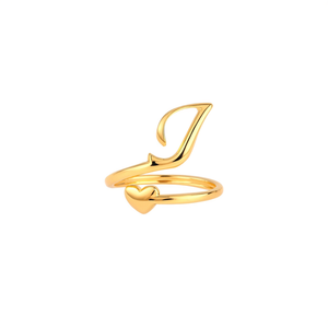 Fashion <b>Ring</b> 316L Stainless Steel PVD Gold Plating Heart Design <b>Adjustable</b> <b>Size</b> For Women - Product Image 2
