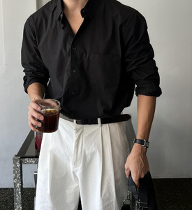 Moderna maestry minimalista abito in lino <span class=keywords><strong>camicia</strong></span> <span class=keywords><strong>blu</strong></span> <span class=keywords><strong>scuro</strong></span> abbinata pantaloni a vita alta accessori neri senza sforzo rilassato - Product Image 6