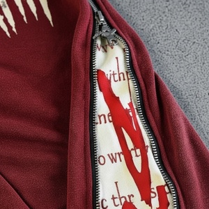 <span class=keywords><strong>Pantaloni</strong></span> Larghi da Uomo in Felpa di Cotone 100% OEM, Gamba Larga con Doppia Vita Stampata, Effetto Vissuto Rosso, Produttore - Product Image 2