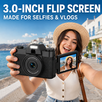Kamera Digital Sensor CMOS 64MP 6K Layar Lipat 3.0in Zoom 16X WiFi AF Stabilisasi Gambar Dukungan Kartu TF Desain Retro Video