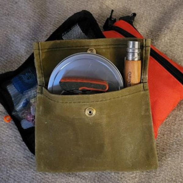 Durable EDC Pouch Waxed Canvas Belt Pouch Survival Tin Pouch Waterproof Outdoor Pouch