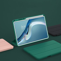 Casing Tablet Lipat Tiga Bahan TPU Lembut Anti Benturan dengan Tempat Pulpen, Penutup Folio Silikon Magnetik untuk Huawei MatePad 11 Xiaomi 5 Pro