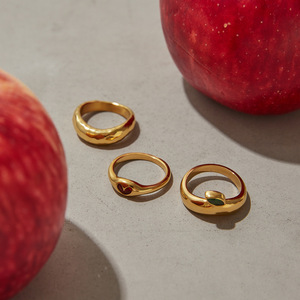 Anillos de Moda para Mujer, Chapados en Oro, con Forma de Corazón, Zirconia, Joyería para Regalo, Diseño Geométrico con Engaste de Bisel, Origen Yiwu - Product Image 2