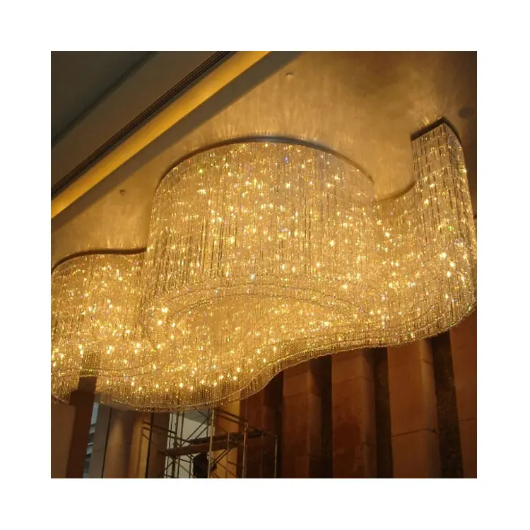 Famosos Projeto lustre de cristal moderna luz de teto de cristal asfour torcida flush mout luz lobby do hotel iluminação