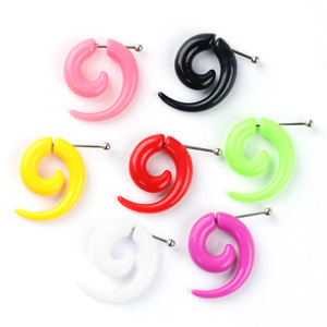 Zesen 2024 colorido acrílico falso espiral oreja Camilla gótico Punk no Piercing oreja medidores expansor acero tornillo túnel tapones - Product Image 1