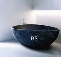 Baignoire de salle de bains en pierre composite, marbre artificiel noir de grande taille pour deux personnes, surface solide autoportante