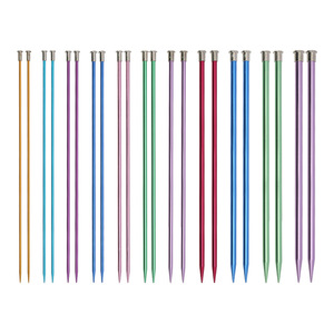 Juego de agujas de tejer de aluminio, 1 par, agujas de tejer rectas de colores de una sola punta, tamaño 3-10mm 35cm, para tejer DIY hecho a mano - Product Image 1