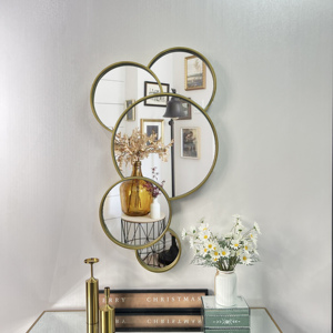 Specchio Decorativo da Parete <span class=keywords><strong>in</strong></span> Vetro Dorato di Lusso Stile Retrò 109x61cm, Decorazione per <span class=keywords><strong>Casa</strong></span> e Ufficio, <span class=keywords><strong>Vendita</strong></span> Diretta dalla Fabbrica - Product Image 1