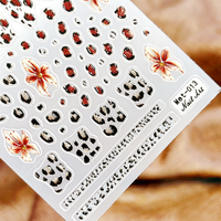 Pegatinas 3D para Uñas con Relieve, Diseño de Leopardo, Purpurina y Estrellas, Calcomanías para Manicura, Venta al por Mayor