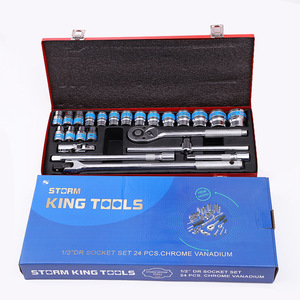 24-Piece Iron Box Socket Ratchet Wrench <b>Tool</b> <b>Set</b> <b>Hand</b>-Power Source 1-Year for Car Repair Agricultural Hardware Combination - Product Image 5