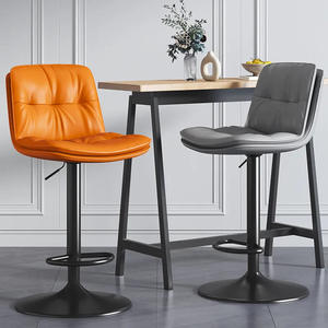 Tabouret de bar moderne avec dossier, hauteur réglable, pivotant, structure métallique, usage commercial - Product Image 2