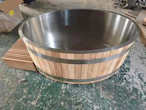 Nouvelle conception - Baignoire ovale en cèdre rouge pour 1 à 2 personnes avec doublure en acier inoxydable 304 - Product Image 5