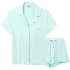 2023 Mùa Hè Bông Đồ Ngủ Ngắn Tay Áo Pyjama Bộ Đồ Ngủ Phụ Nữ Cho Sọc ca rô Nhà Giản Dị Mặc