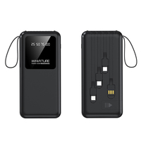 Batería Externa Delgada de 10000mAh para Teléfono con 4 Cables Integrados, Pantalla Digital, Soporte para Teléfono, Cargador Portátil