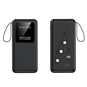 <span class=keywords><strong>Batterie</strong></span> <span class=keywords><strong>externe</strong></span> portable Slim 10000 mAh avec 4 câbles intégrés, écran numérique et support de téléphone - Product Image 1